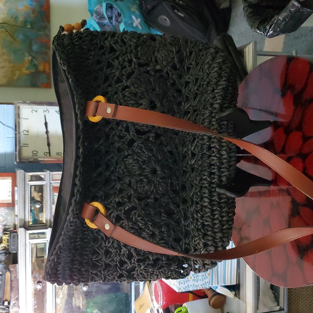 Waves By Tandem bags Black Woven tote bag